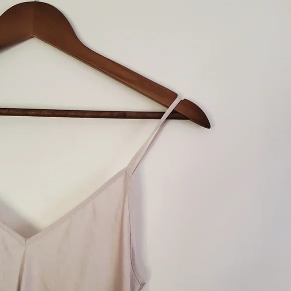 BNWT WILFRED FREE | Beige Midi V-Neck Spaghetti Strap Slip Dress (Size XXS) - Picture 4 of 10